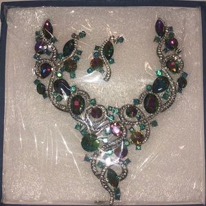 Multicolor statement necklace and earring set